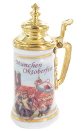 Porcelain Beer Stein München Oktoberfest (Gold)