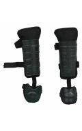 Black tactical shin and foot guards